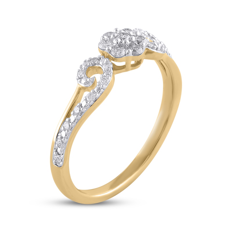 Main Image 2 of Multi-Diamond Floral Promise Ring 1/5 ct tw 10K Yellow Gold