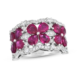 Le Vian Vault Pear-Shaped Ruby Flower Ring 3/4 ct tw Platinum