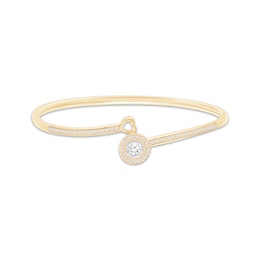 Unstoppable Love Diamond Halo & Heart Bypass Flex Bangle 1/2 ct tw 10K Yellow Gold