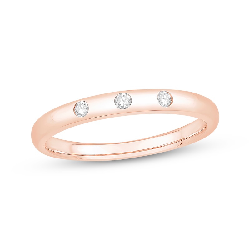 Main Image 1 of Diamond Three-Stone Anniversary Ring 1/15 ct tw 10K Rose Gold