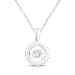 Unstoppable Love Diamond Solitaire Circle Frame Necklace 3/8 ct tw 10K White Gold 19&quot;