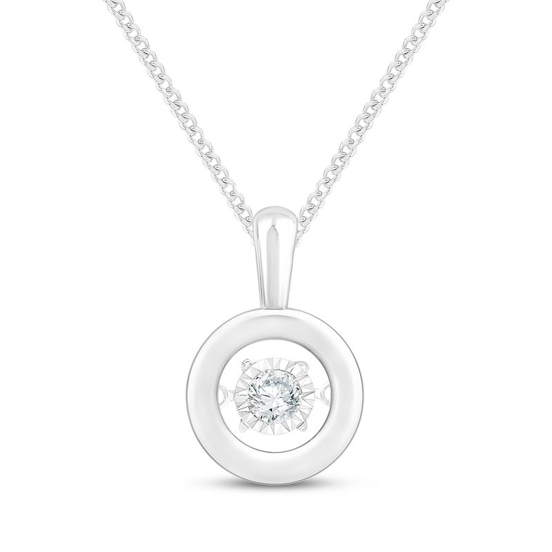 Main Image 1 of Unstoppable Love Diamond Solitaire Circle Frame Necklace 3/8 ct tw 10K White Gold 19&quot;