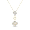 Thumbnail Image 1 of White Lab-Created Opal & Diamond Clover Drop Necklace 1/5 ct tw 10K Yellow Gold 18&quot;