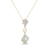 Thumbnail Image 2 of White Lab-Created Opal & Diamond Clover Drop Necklace 1/5 ct tw 10K Yellow Gold 18&quot;