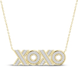 Diamond &quot;XOXO&quot; Necklace 1/4 ct tw 10K Yellow Gold 18&quot;