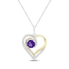 Thumbnail Image 1 of Amethyst & Diamond Heart Necklace 1/4 ct tw Sterling Silver & 10K Yellow Gold 18&quot;