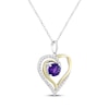 Thumbnail Image 2 of Amethyst & Diamond Heart Necklace 1/4 ct tw Sterling Silver & 10K Yellow Gold 18&quot;