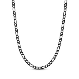 Figaro Chain Necklace 6mm Black Ion-Plated Solid Stainless Steel 22&quot;