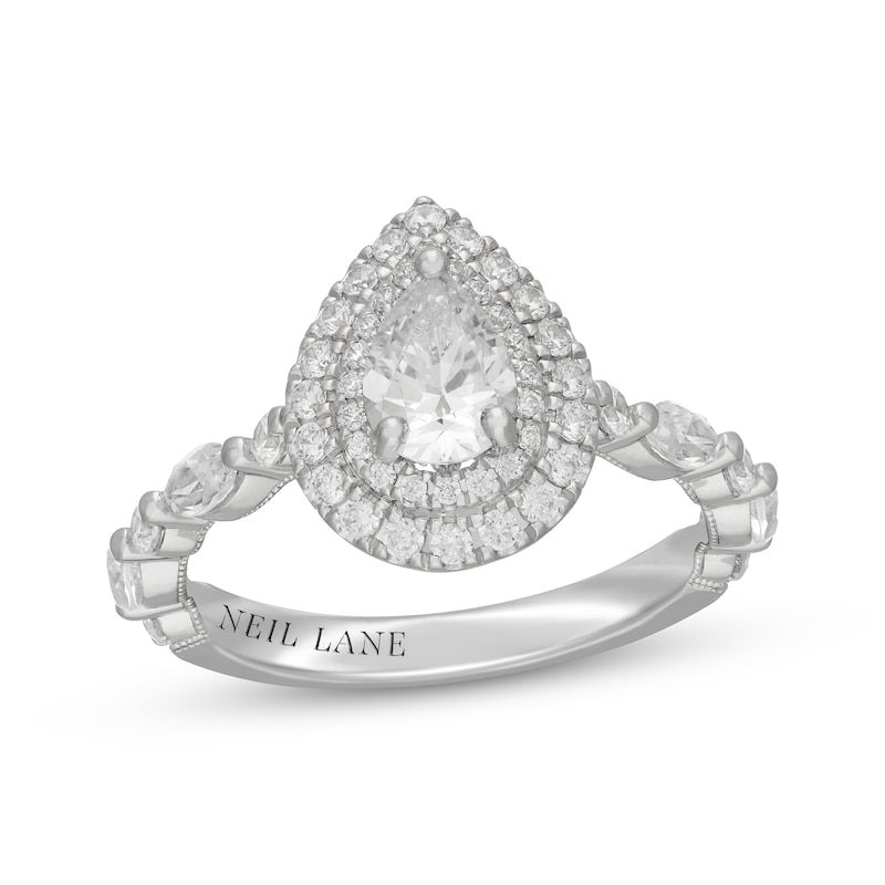 Main Image 1 of Neil Lane Premiere Pear-Shaped Diamond Double Halo Engagement Ring 1-3/8 ct tw 14K White Gold