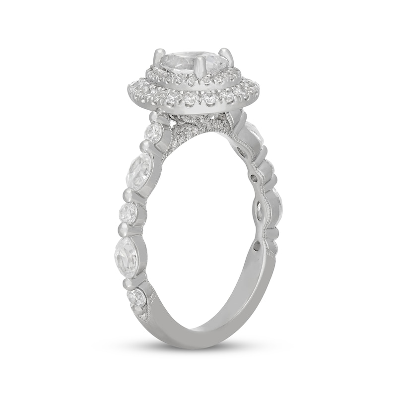 Main Image 2 of Neil Lane Premiere Pear-Shaped Diamond Double Halo Engagement Ring 1-3/8 ct tw 14K White Gold