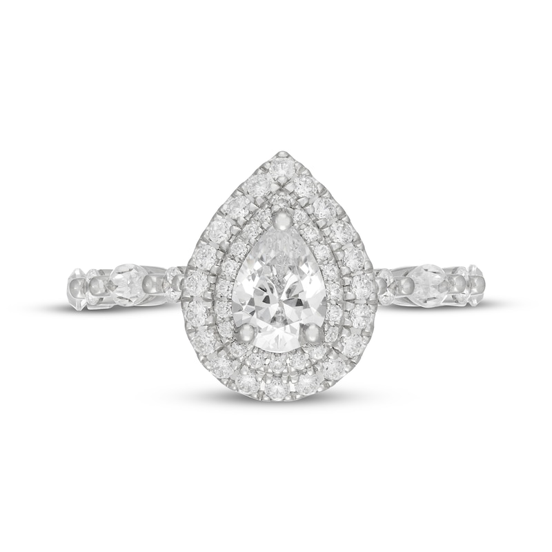 Main Image 3 of Neil Lane Premiere Pear-Shaped Diamond Double Halo Engagement Ring 1-3/8 ct tw 14K White Gold