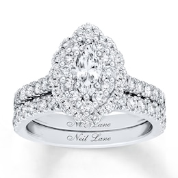 Neil Lane Diamond Bridal Set 1-1/2 ct tw Marquise & Round-cut 14K White Gold