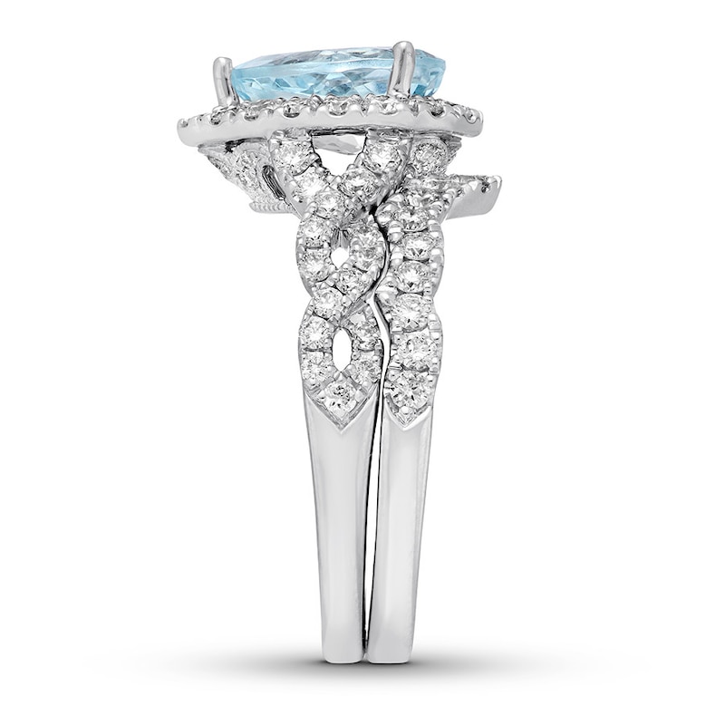 Main Image 3 of Neil Lane Aquamarine Bridal Set 1 ct tw Diamonds 14K White Gold