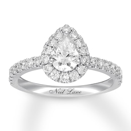 Neil Lane Diamond Engagement Ring 1-1/4 ct tw Pear & Round-cut 14K White Gold