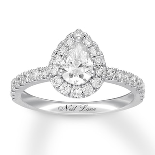 Diamond Engagement Ring 1 ct tw Pear & Round 14K White Gold