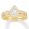 Thumbnail Image 1 of Neil Lane Diamond Bridal Set 7/8 ct tw Pear & Round-cut 14K Yellow Gold