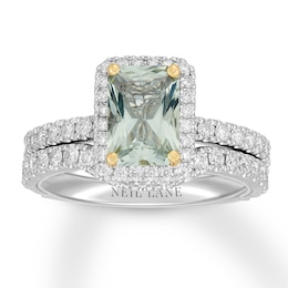 Neil Lane Green Quartz Bridal Set 1 ct tw Diamonds 14K White Gold