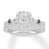 Neil Lane Blue Sapphire & Diamond Bridal Set 1-1/8 ct tw Cushion & Round-cut 14K White Gold