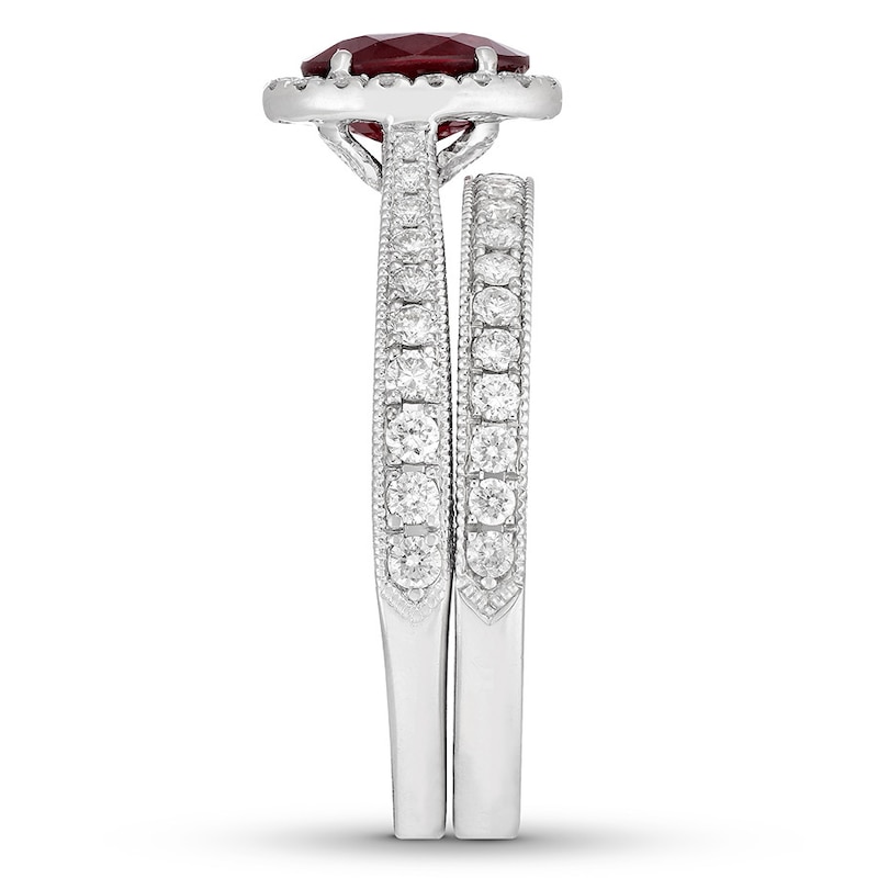 Neil Lane Ruby Bridal Set 7/8 ct tw Diamonds 14K White Gold