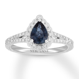 Neil Lane Sapphire Engagement Ring 1/2 ct tw Diamonds 14K White Gold