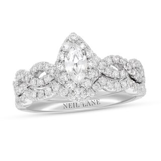 Hand Engraved Marquise Cut Halo Diamond Wedding Ring Set In 14k White Gold Fascinating Diamonds