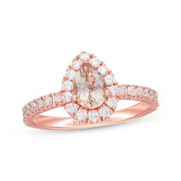 Neil Lane Diamond Engagement Ring 5/8 ct tw Pear & Round 14K Rose Gold