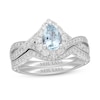 Thumbnail Image 1 of Neil Lane Aquamarine Bridal Set 5/8 ct tw Diamonds Pear & Round-cut 14K White Gold