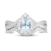 Thumbnail Image 3 of Neil Lane Aquamarine Bridal Set 5/8 ct tw Diamonds Pear & Round-cut 14K White Gold