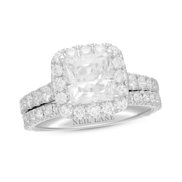 Neil Lane Diamond Bridal Set 3-1/2 ct tw Princess & Round 14K White Gold