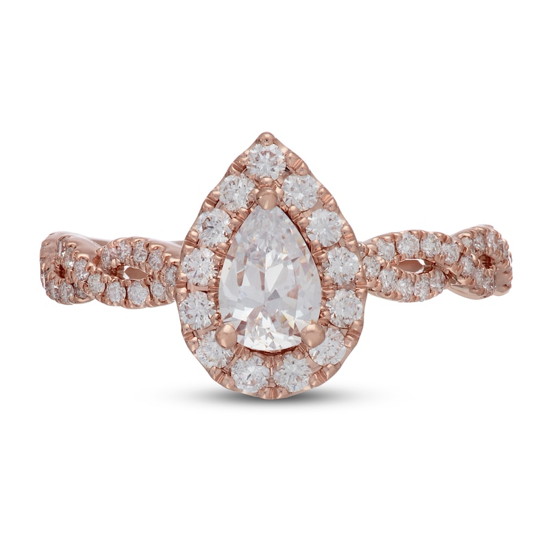 Neil Lane Diamond Engagement Ring 1-1/6 ct tw Pear/Round 14K Rose Gold ...