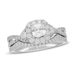 Neil Lane Diamond Bridal Set 1-1/3 ct tw Cushion & Round-Cut 14K White Gold