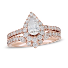 Neil Lane Diamond Bridal Set 1-3/8 ct tw Pear, Round & Marquise 14K Rose Gold