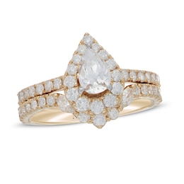 Neil Lane Diamond Bridal Set 1-3/8 ct tw Pear, Round & Marquise-Cut 14K Yellow Gold