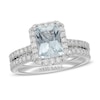 Thumbnail Image 1 of Neil Lane Radiant-cut Aquamarine Bridal Set 5/8 ct tw Diamonds 14K White Gold