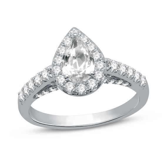 Diamond Engagement Ring 1-5/8 ct tw Pear/Round 14K White Gold