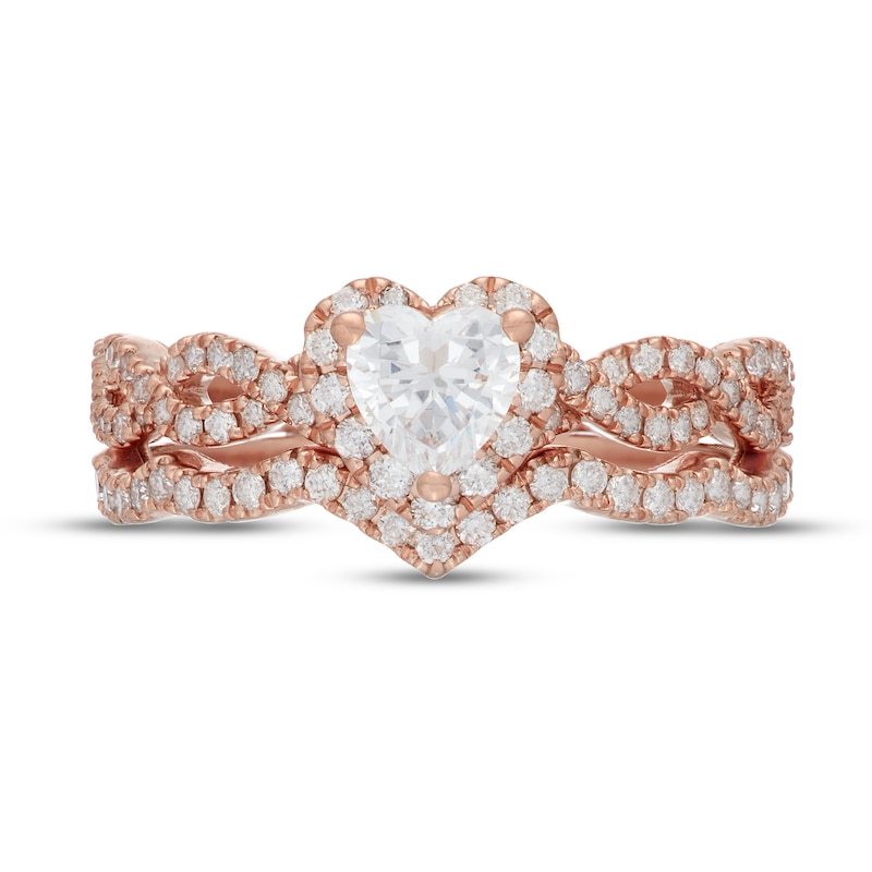 Main Image 2 of Neil Lane Diamond Bridal Set 1 ct tw Heart & Round-cut-Cut 14K Rose Gold