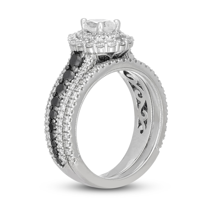 Main Image 2 of Neil Lane White & Black Pear Shaped-cut  Diamond Bridal Set 2 ct tw 14K White Gold