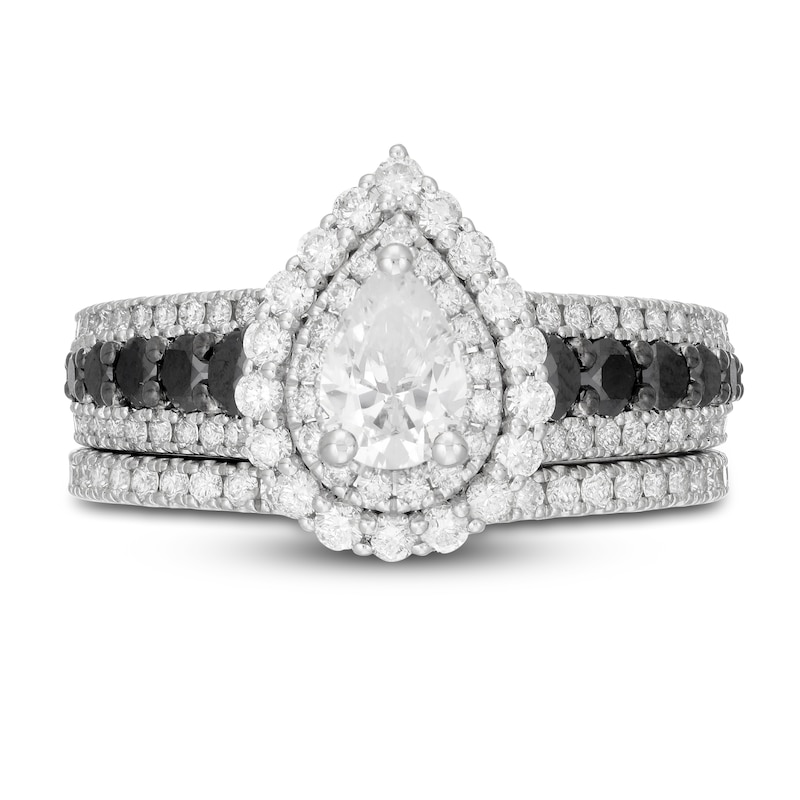 Main Image 4 of Neil Lane White & Black Pear Shaped-cut  Diamond Bridal Set 2 ct tw 14K White Gold