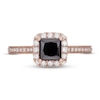 Thumbnail Image 3 of Neil Lane Black & White Diamond Engagement Ring 1-3/8 ct tw Princess & Round-cut 14K Rose Gold