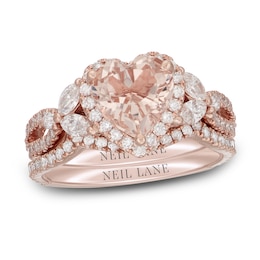 Neil Lane Heart-cut Morganite Bridal Set 1 ct tw Diamonds 14K Rose Gold