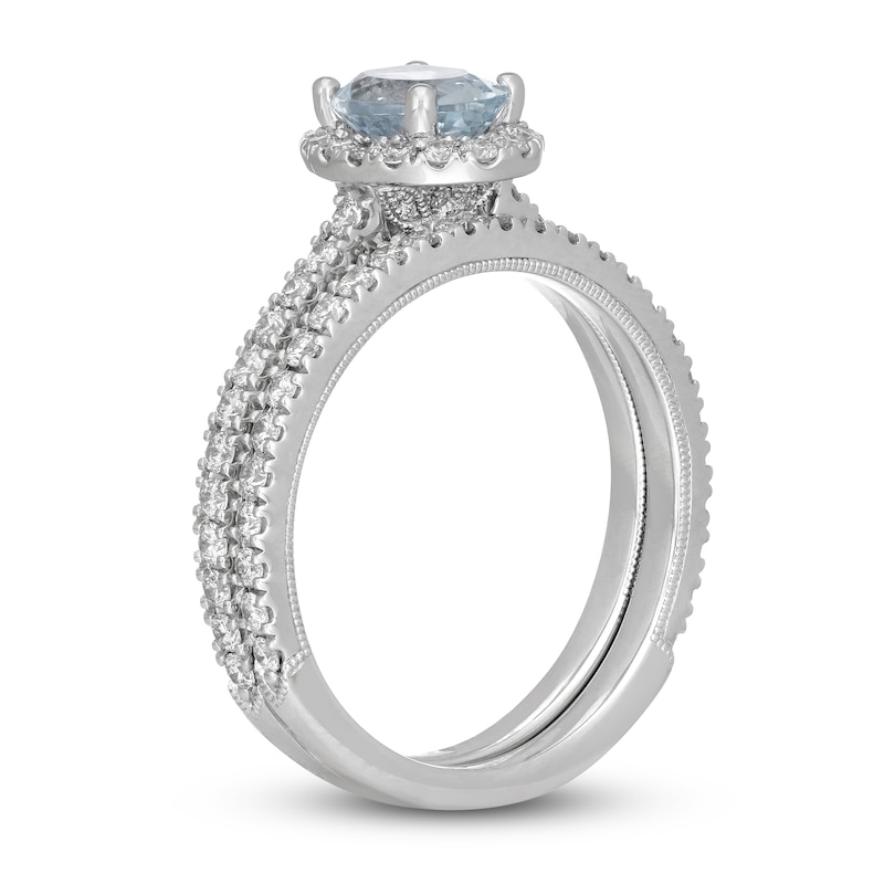 Main Image 2 of Neil Lane Oval-cut Aquamarine Bridal Set 3/4 ct tw Diamonds 14K White Gold