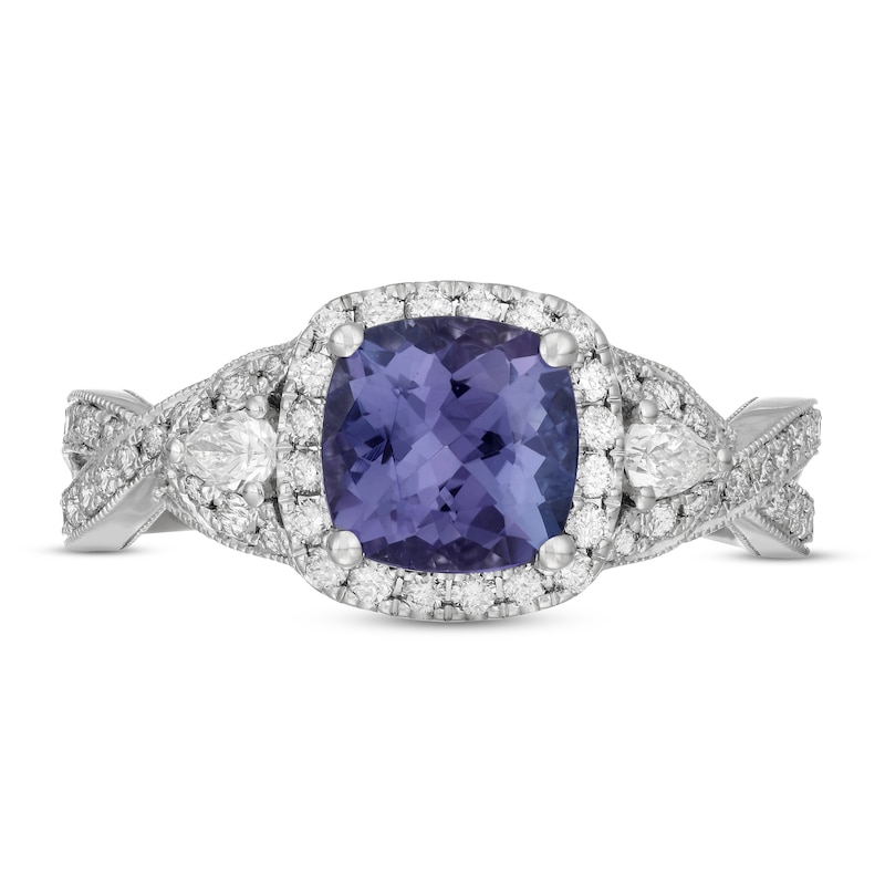 Main Image 3 of Neil Lane Tanzanite & Diamond Engagement Ring 5/8 ct tw Pear & Round-cut 14K White Gold