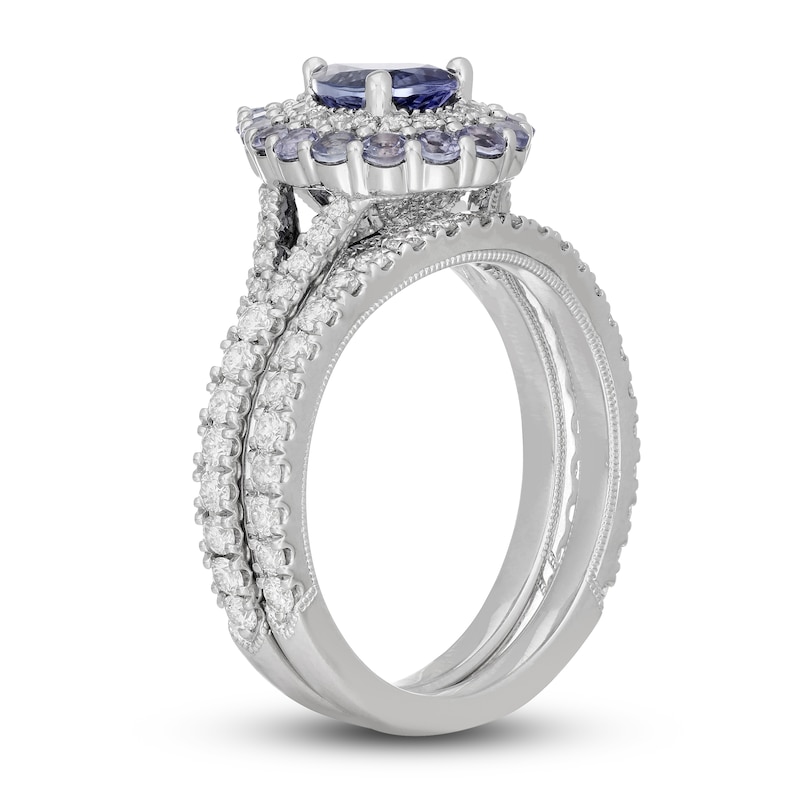 Neil Lane Pear Shaped-cut Tanzanite Bridal Set 1 ct tw Diamonds 14K White Gold