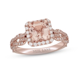 Neil Lane Morganite & Diamond Engagement Ring 1/2 ct tw Round-cut 14K Rose Gold