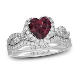 Neil Lane Heart-cut Garnet Bridal Set 5/8 ct tw Diamonds 14K White Gold