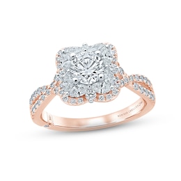 Monique Lhuillier Bliss Diamond Engagement Ring 1-3/8 ct tw Round & Marquise-cut 18K Two-Tone Gold