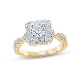 Monique Lhuillier Bliss Diamond Engagement Ring 1-3/8 ct tw Round & Marquise-cut 18K Two-Tone Gold