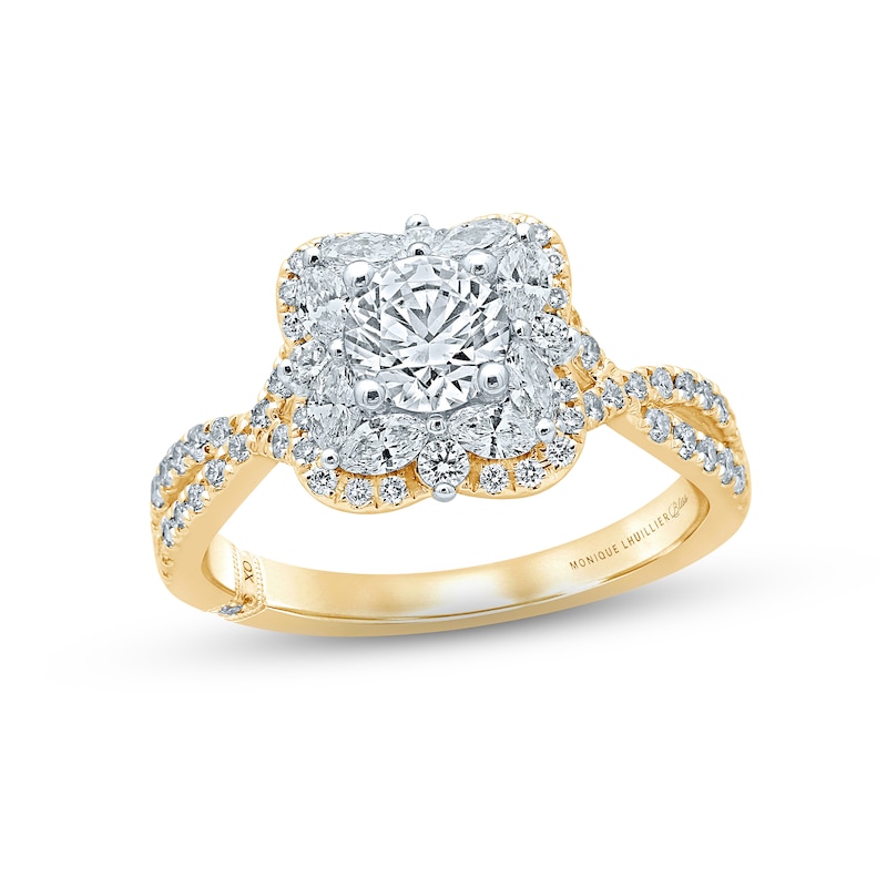 Main Image 1 of Monique Lhuillier Bliss Diamond Engagement Ring 1-3/8 ct tw Round & Marquise-cut 18K Two-Tone Gold