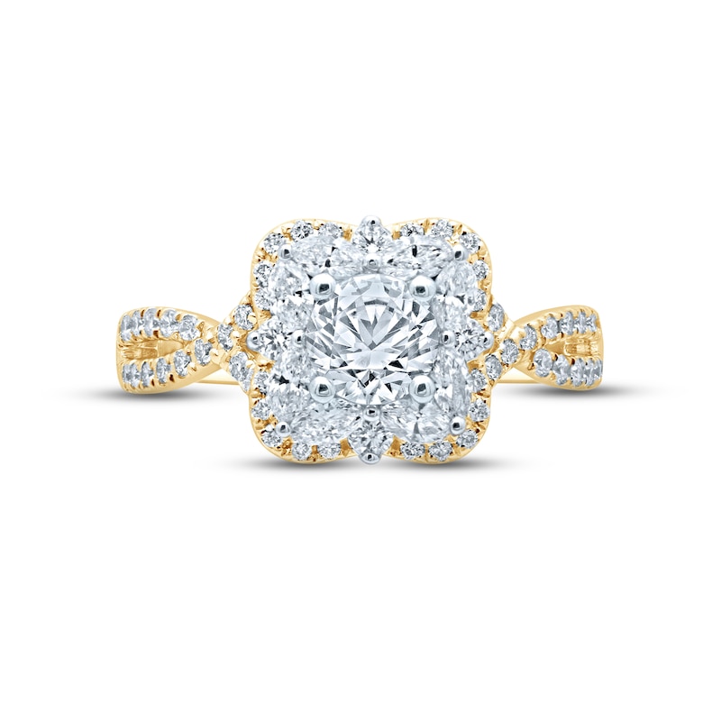 Main Image 4 of Monique Lhuillier Bliss Diamond Engagement Ring 1-3/8 ct tw Round & Marquise-cut 18K Two-Tone Gold