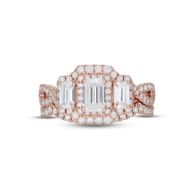 Main Image 3 of Neil Lane Emerald-cut Diamond Bridal Set 1-3/4 ct tw 14K Rose Gold